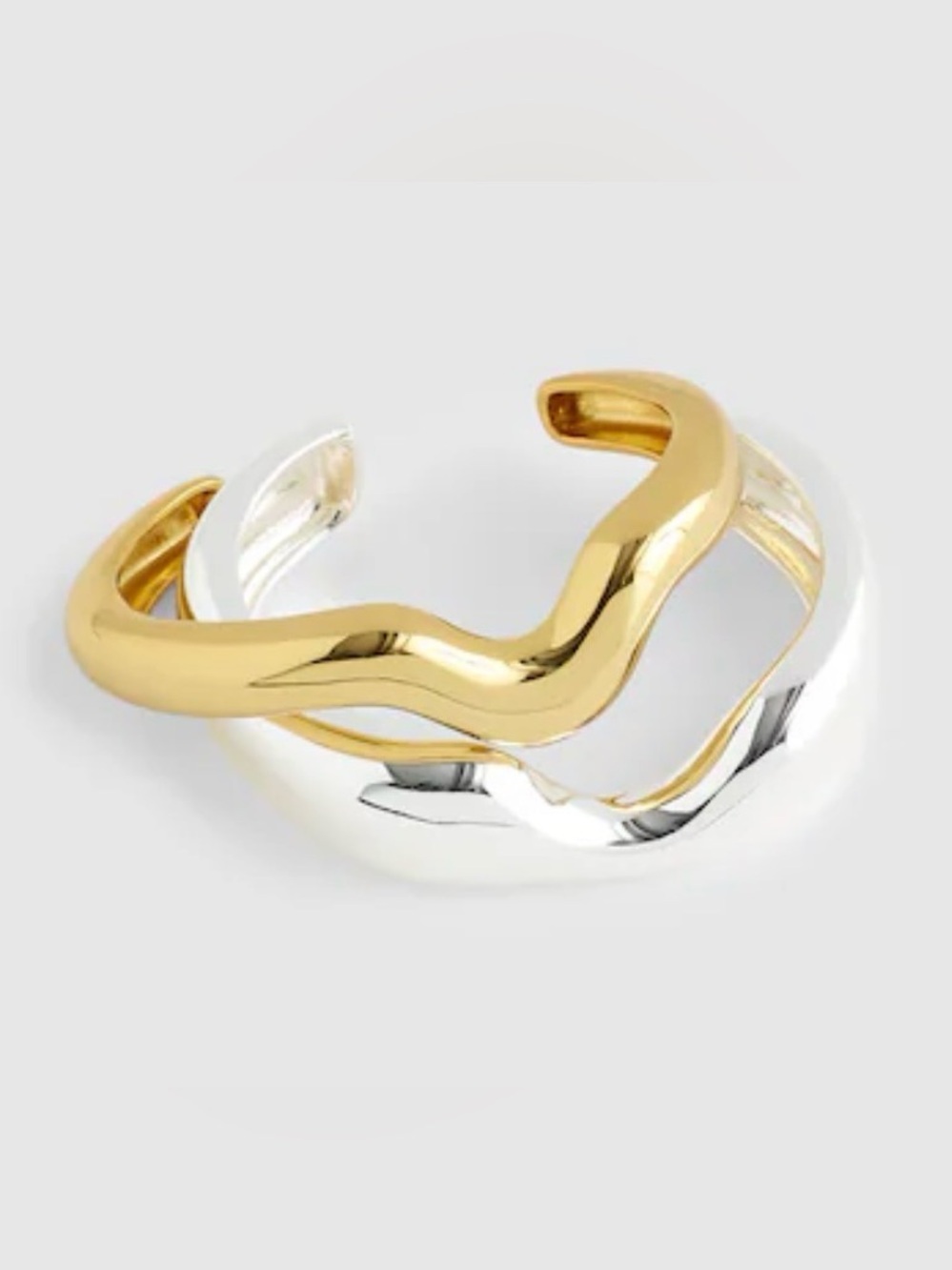 NWT MADEWELL Two Pack Mixed Metal Notched Cuff Bracelet Set